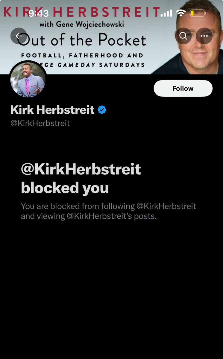 AndyJosephEsq's tweet image. I was blocked by @KirkHerbstreit and I wear it as a badge of honor. Who else has been blocked by Herbie? #FSUgotrobbed #FSUTwitter
