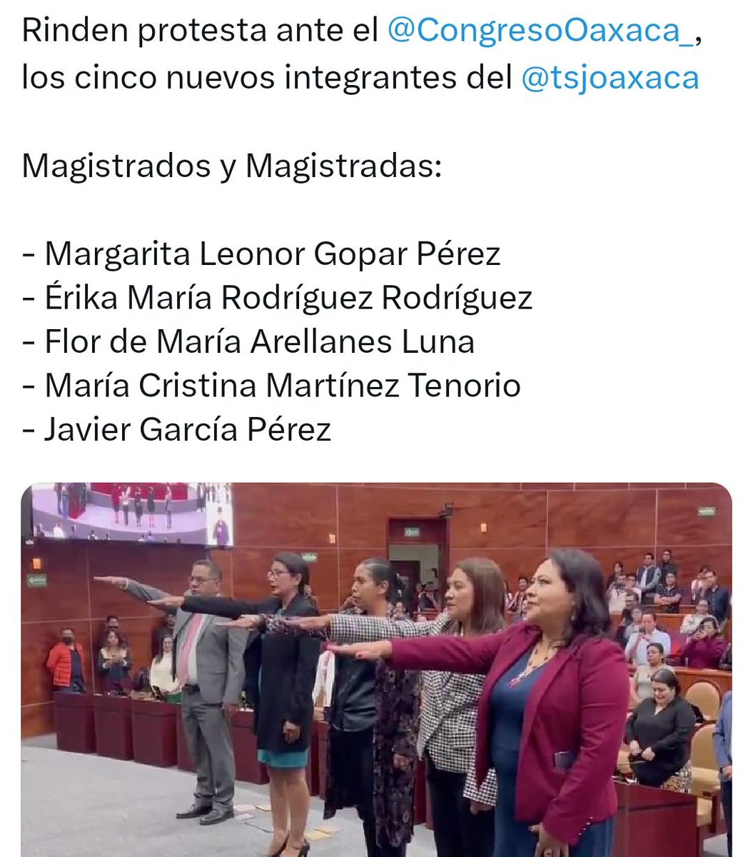 Replica_Tweets's tweet image. #Oaxaca estrena magistrados el @tsjoaxaca; pendiente la elección del presidente que suplirá al mgtrado #pinacho