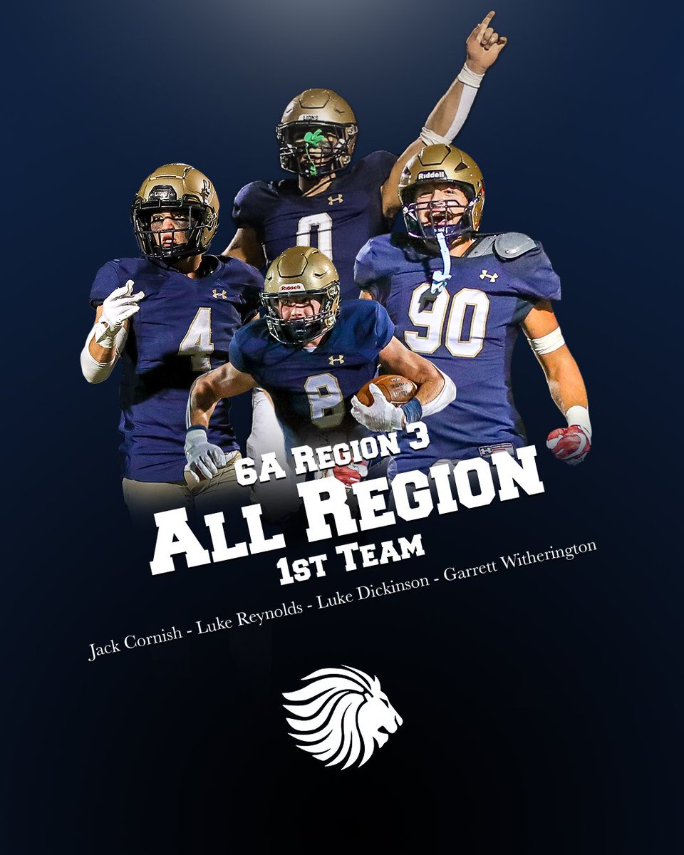 Congratulations to these Lions that earned 1st Team All Region! The only region in 6A win 3 first round playoff games!!