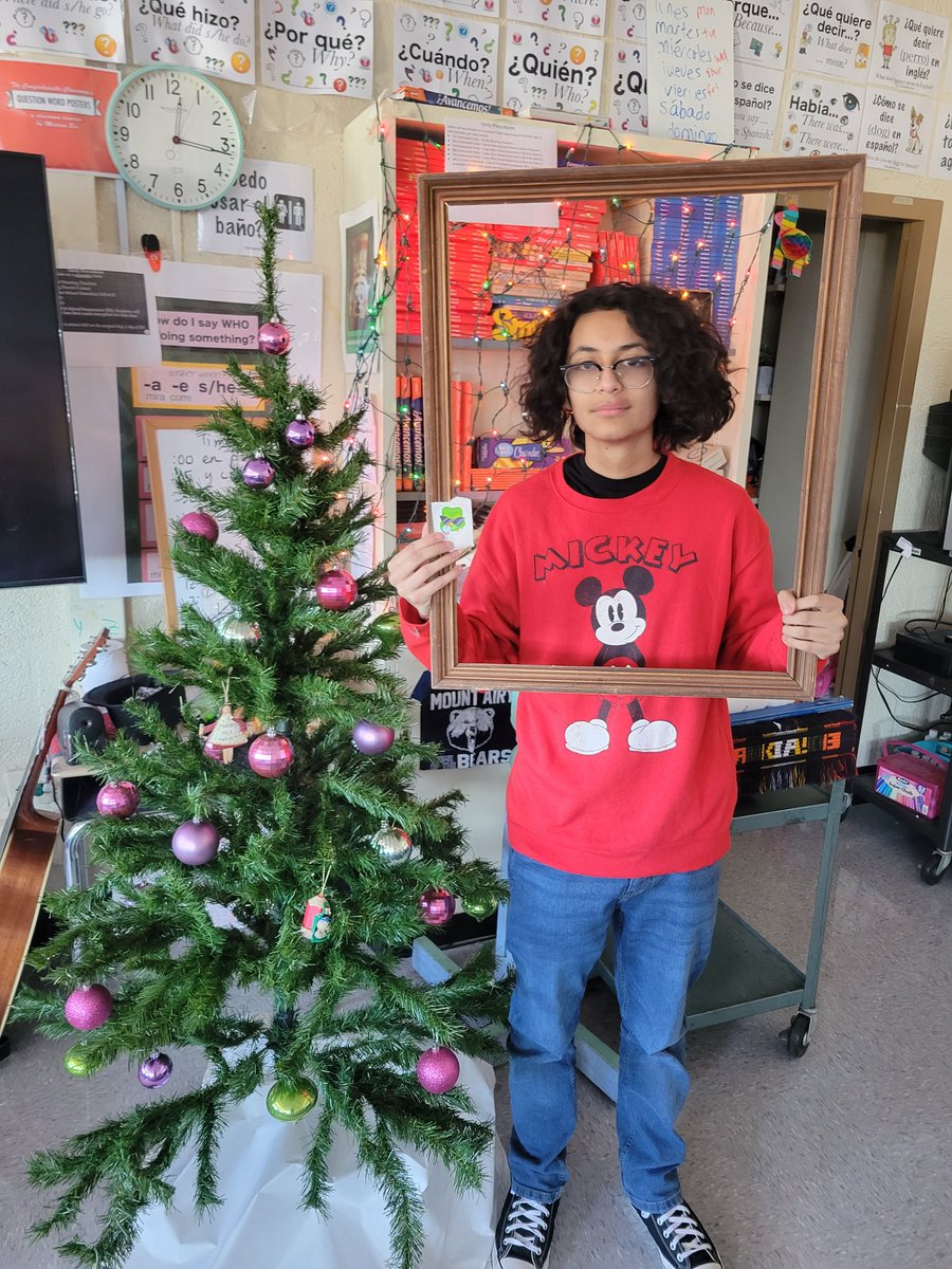 LiviaLivengood's tweet photo. This boy has made a lot of progress and also won his Duolingo championship in his class for the week! Wearing his prize, a Mickey sweater! https://t.co/EyQdE857zZ