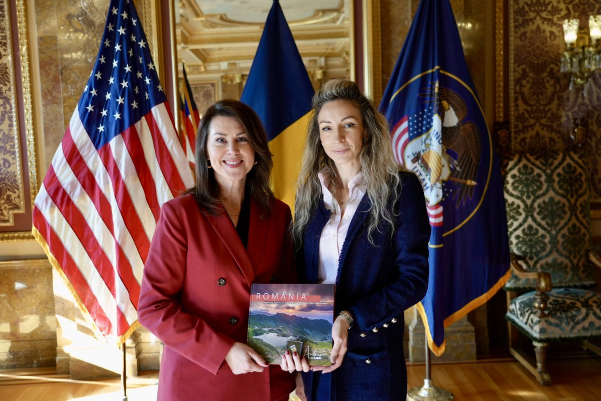 LGHendersonUtah's tweet photo. I had a great time meeting with Lucia Sava, Consul General of Romania in Los Angeles and Mircea Divricean, Honorary Consul of Romania in Utah. 

Happy Lucia chose Utah as the first official trip in her new role! https://t.co/A7qBfYEuxU