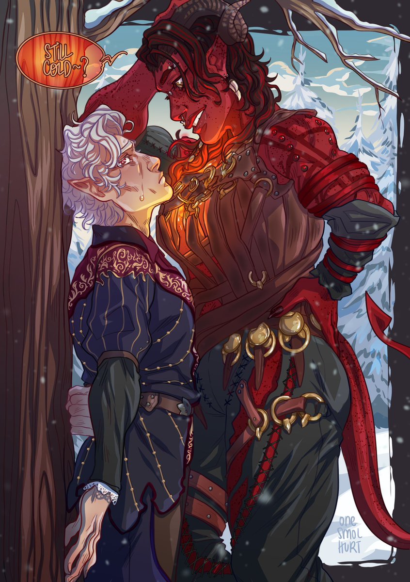 onesmolhurt's tweet photo. he complained about being cold 🥶 now he‘s not anymore… 🥵 #karlach #astarion #BG3 https://t.co/v26p0fqZcF