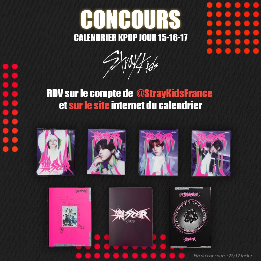 En ce 15ème jour du #calendrierkpop c'est STRAY KIDS qui est mis à l'honneur ! RDV sur le compte @StrayKidsFrance pour participer et sur notre site live.umusic.com/calendrier-kpop #concours #concoursKPOP #StrayKids