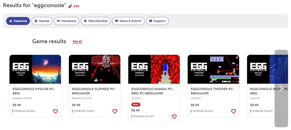 Again, it's so cool that EGG is not only releasing foundational PC-88 games on Switch, but it's also making them available on the NA eShop! Just search "eggconsole" to find them.