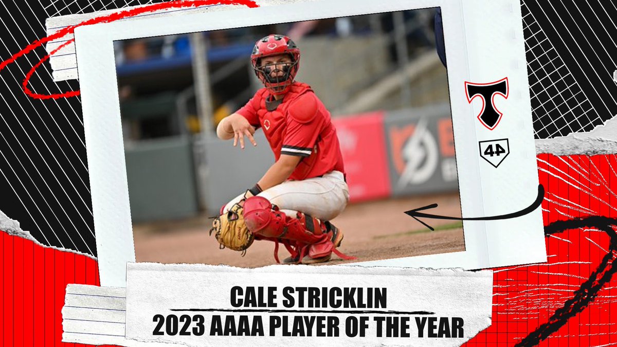 Congratulations to Cale Stricklin on being honored by the Georgia Dugout Club as the …. 2023 AAAA PLAYER OF THE YEAR A workhorse behind the plate and on the mound for the Titans. Cale hit .647 during the State Playoffs and Championship Games. #Legend23 #BuiltDifferent