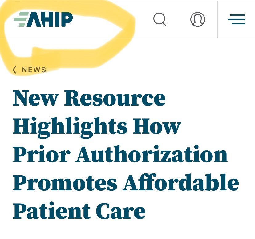 AHIP= America’s Health Insurance Plan= lobbyists 4 health insurance. Ask yourself if AHIP can give care or if anything about them is affordable. BTW: Prior Authorization= 14 hrs/week your physician, a spends to convince an insurance company ‘suit’ that you should get care