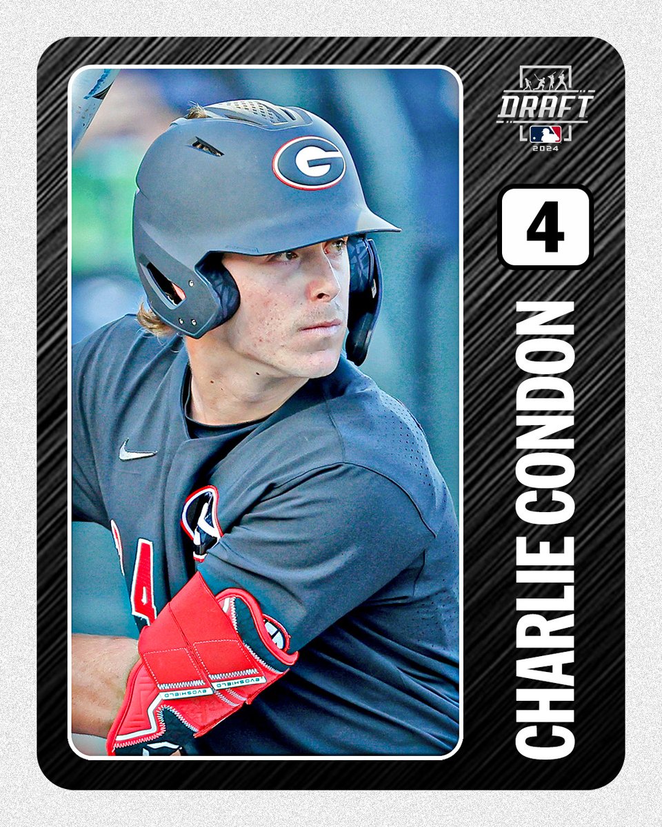 6-foot-6 OF/1B Charlie Condon, the reigning national Freshman of the Year, could be the highest drafted player in @BaseballUGA history. More on the No. 4 prospect on our Top 100 Draft list: atmlb.com/3v6S3Bb