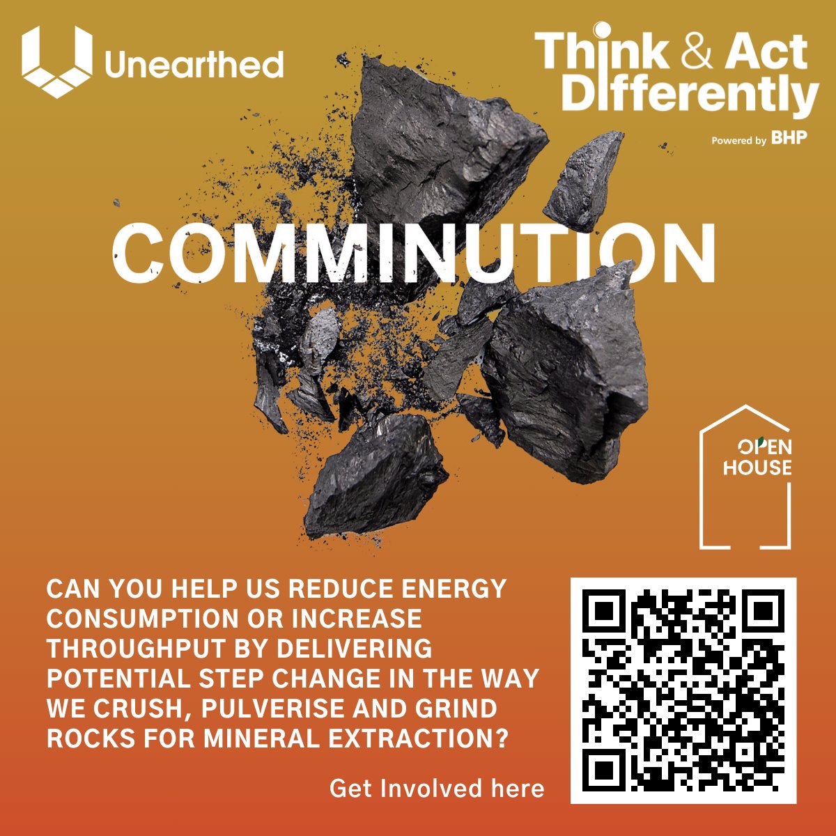 The comminution processes focus on the breaking down mined ore streams as they pass through the processing plant.

Can you change the way we crush, pulverise and grind rocks for mineral extraction?

Get involved now by scanning the QR code.