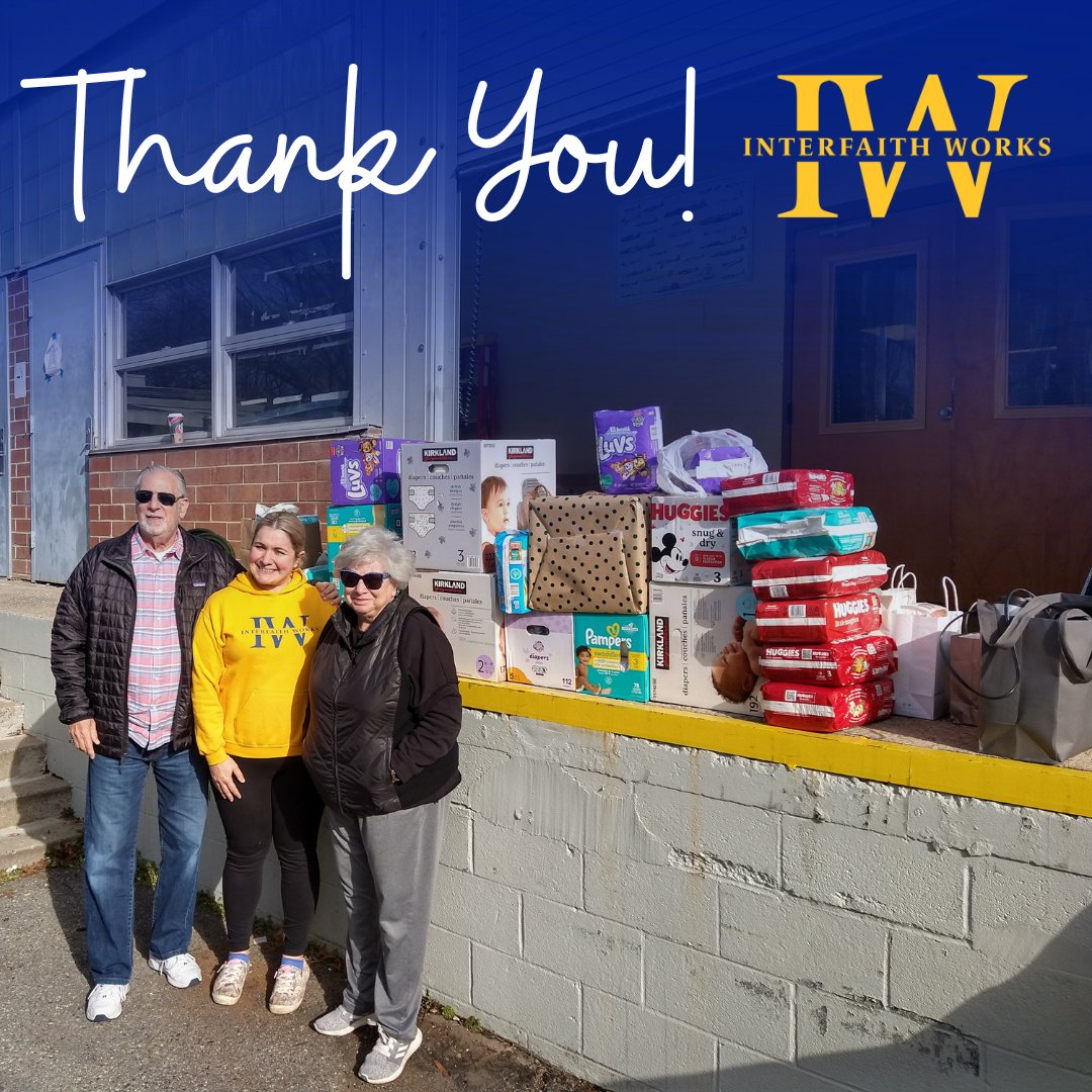 In celebration of the holiday season, longtime partners of Interfaith Works Bruce and Margo Fonoroff collected dozens of packs of diapers to donate to our clients at the Essential Needs Center! Thank you both for this amazing and much needed donation! #ThankfulThursday