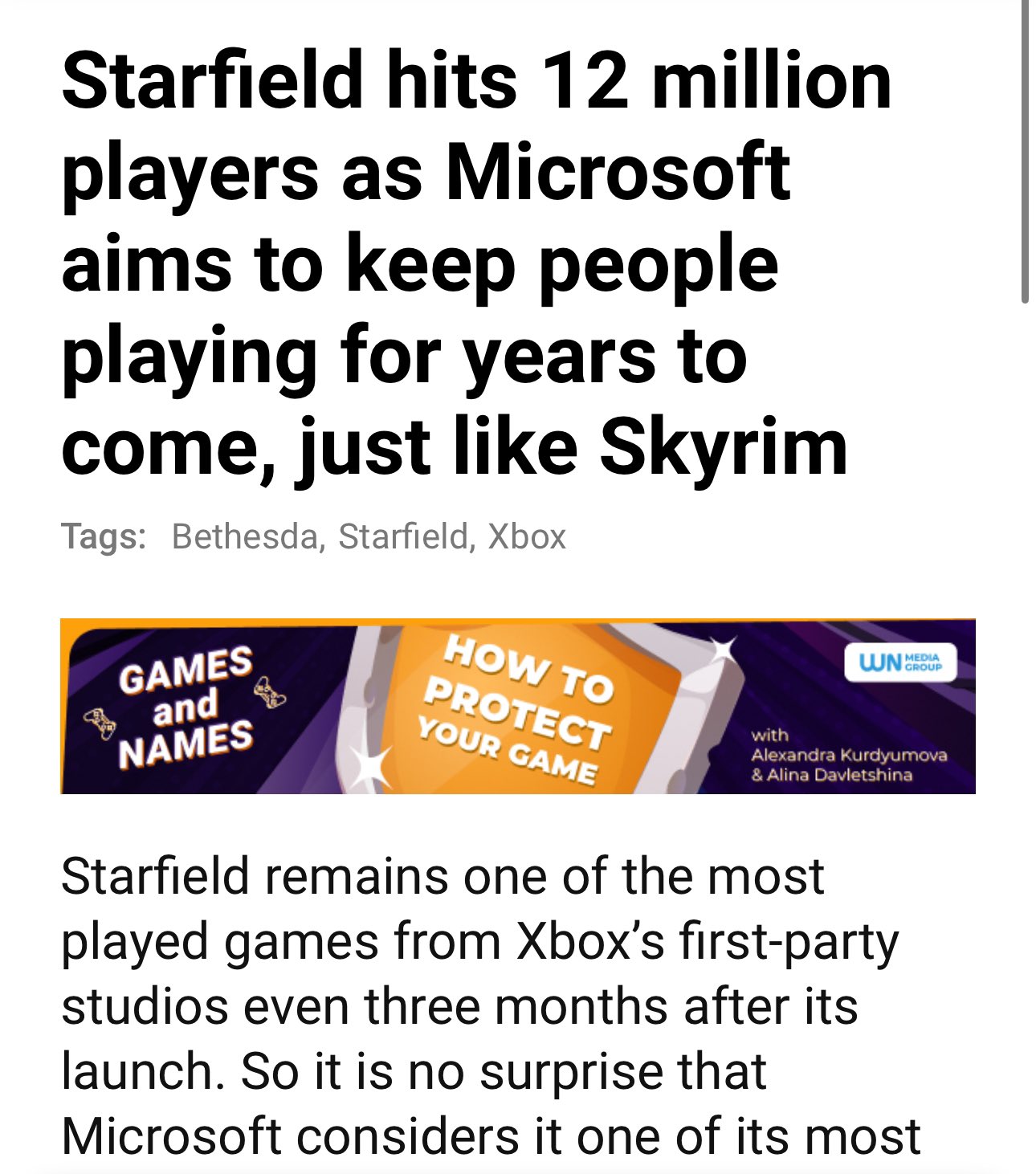 Starfield hits 12 million players as Microsoft aims to keep people playing  for years to come, just like Skyrim