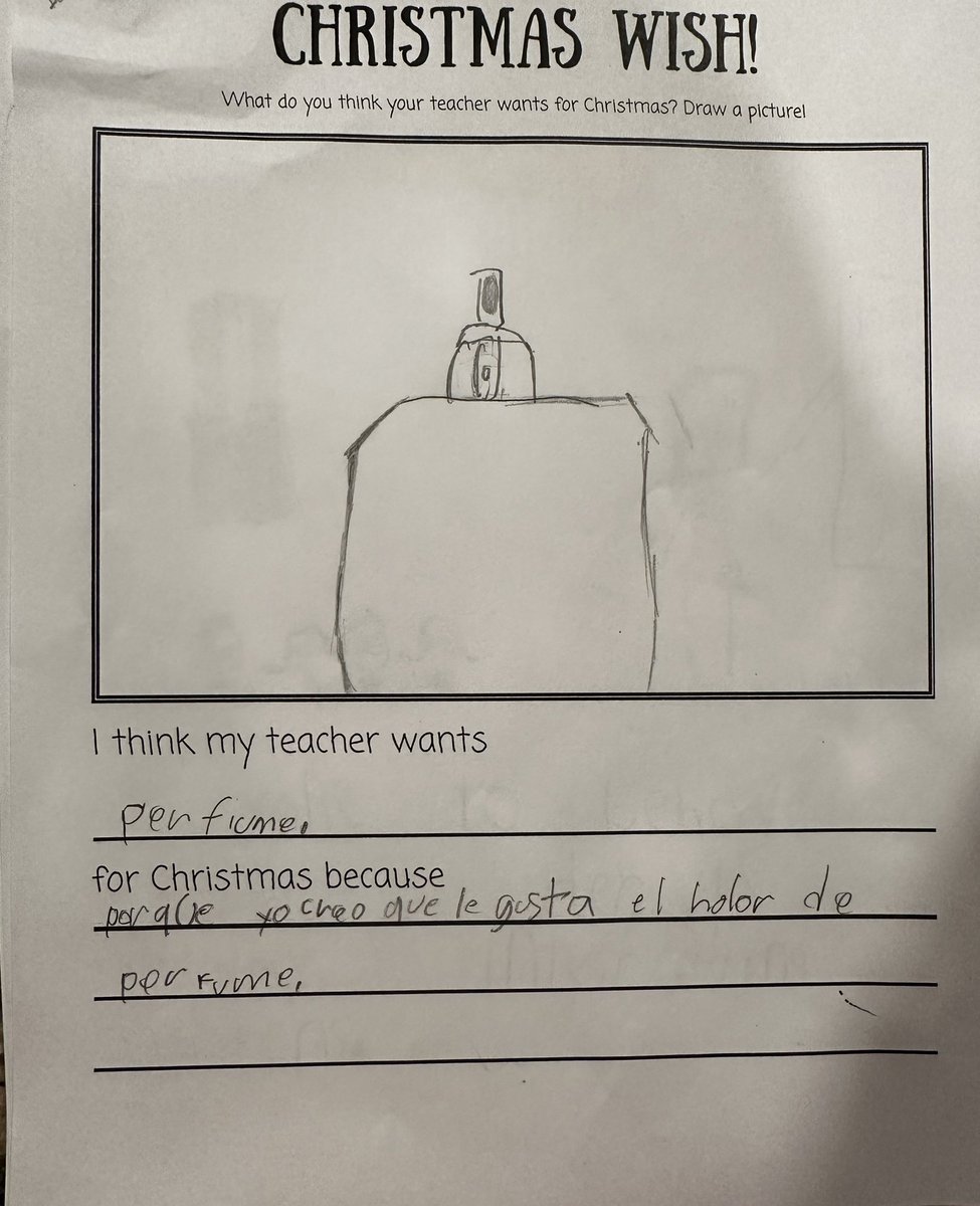 I asked my students to write what they think I want for Christmas. Here are some of my favorites. #Christmaswish #twehowl