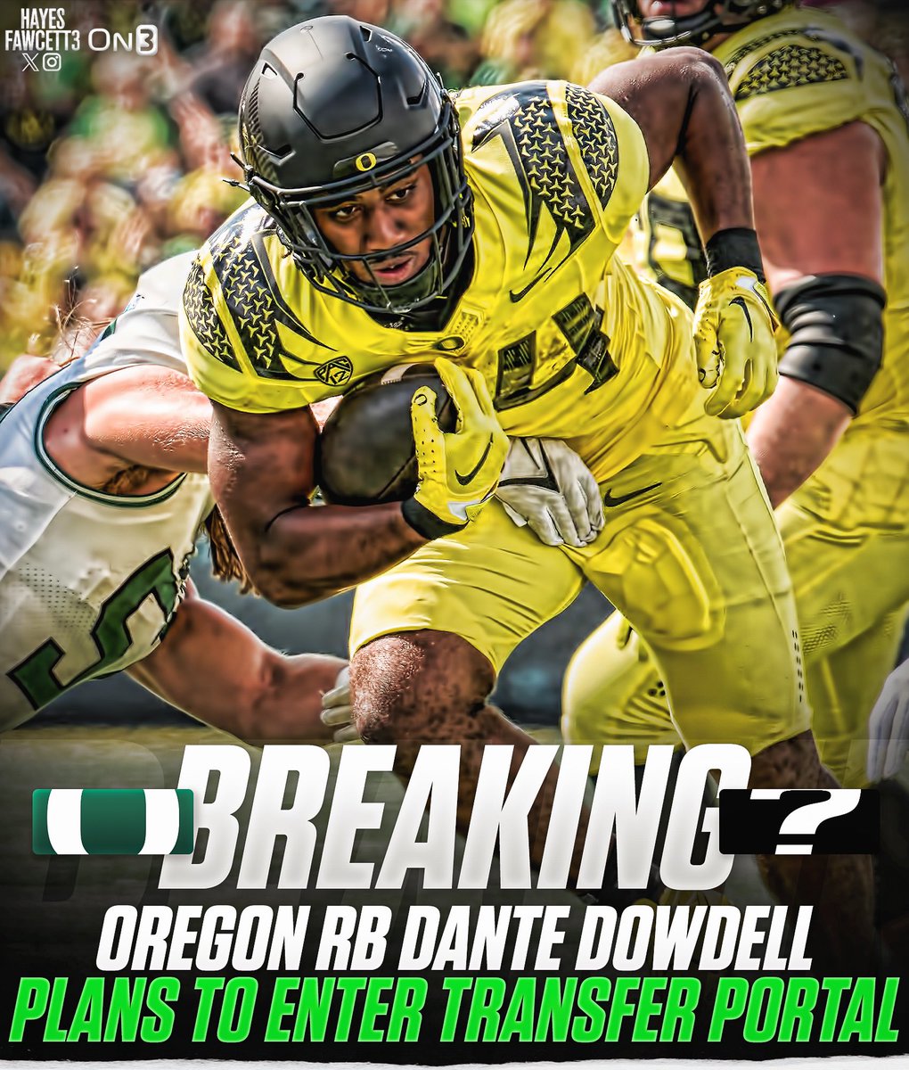 BREAKING: Oregon RB Dante Dowdell plans to enter the Transfer Portal, he tells @on3sports The 6’2 215 RB will have 3 years of eligibility remaining Was ranked as a Top 10 RB in the ‘23 Class on3.com/college/oregon…