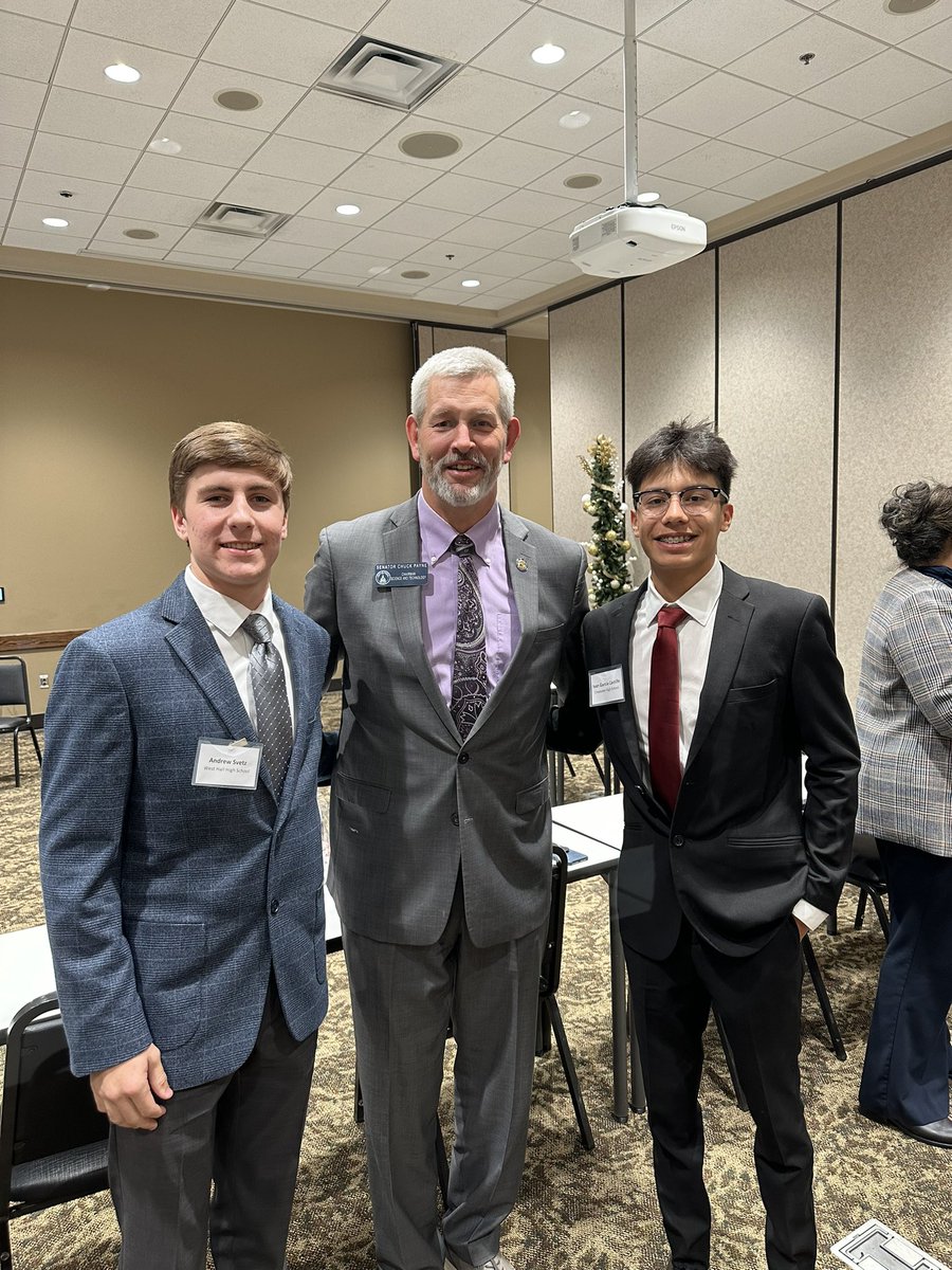 @Hall_Schools and @LCCA_HS had the privilege of hosting the CTE Commission meeting today. @chestatee_wbl senior, Ivan Garcia-Castillo and @whhswbl junior, Andrew Svetz represented @HallCountyWBL very well! We are proud of you both. @barbmwall