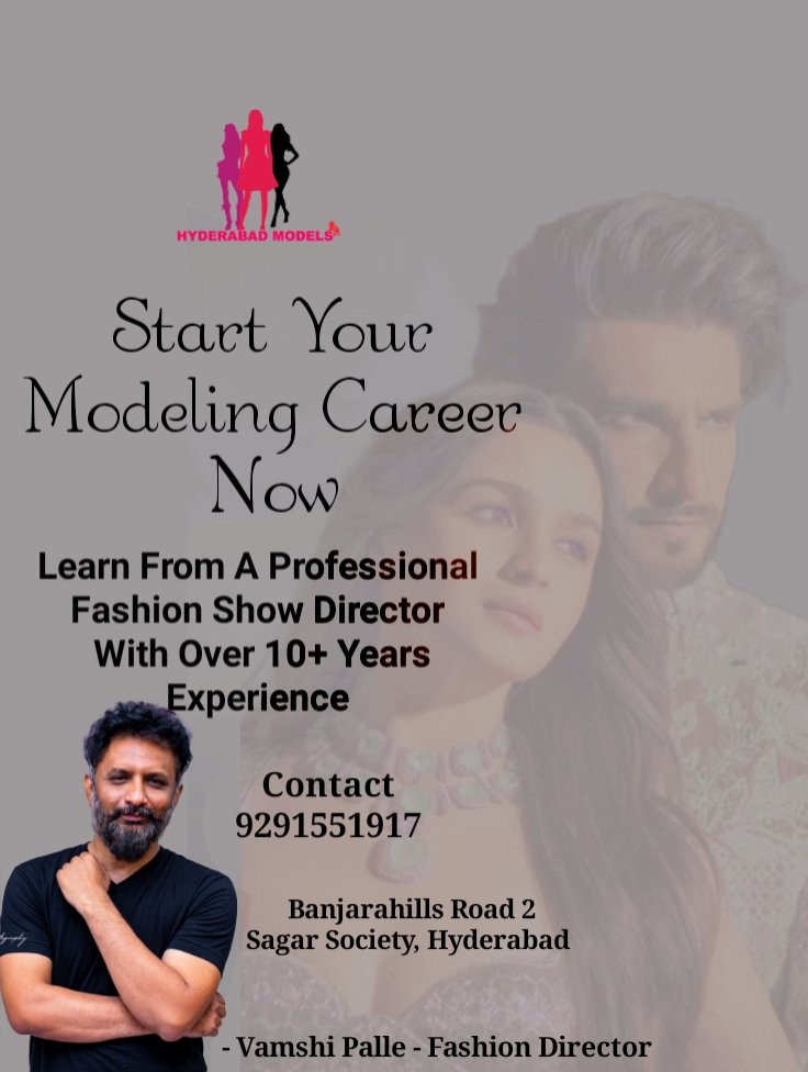#ModelingAgency
#Photoshoot | #RampWalk | #Movies
Contact - 9291551917
.
#HyderabadModels
#ModelingTraining #fashionshow #vamshipalle #fashionshowdirector #castingAgency #Tollywood #TalentAgency #TollywoodCasting #Pawanakalyan #MaheshBabu𓃵 #SSMB #kidmodel #malemodel #femalemodel
