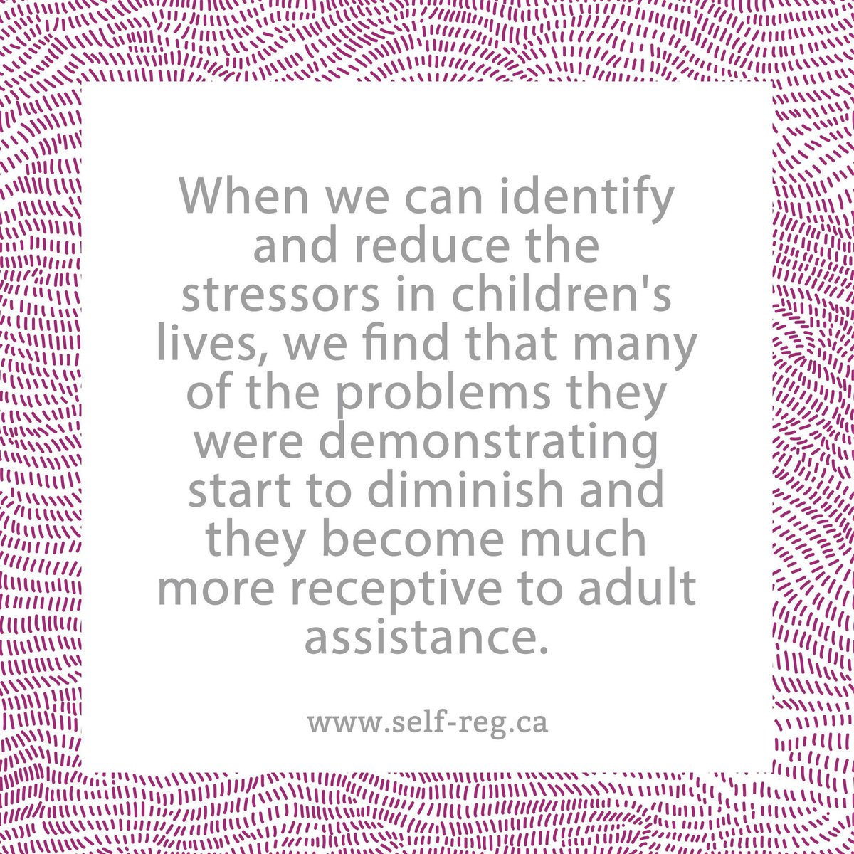"When we can identify and reduce the stressors in children's lives, we find that many of the problems they were demonstrating start to diminish and they become much more receptive to adult assistance." ~ Stuart Shanker
self-reg.ca

#ShankerWisdom #SelfReg
