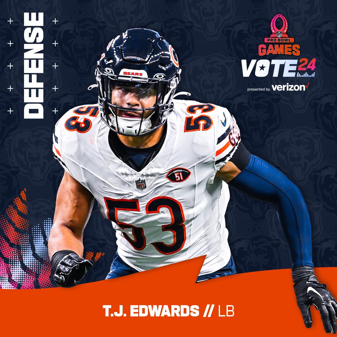 Chicago! It would be an honor to represent my home city in my first ever Pro Bowl! Every retweet counts as a vote! #ProBowlVote TJ Edwards