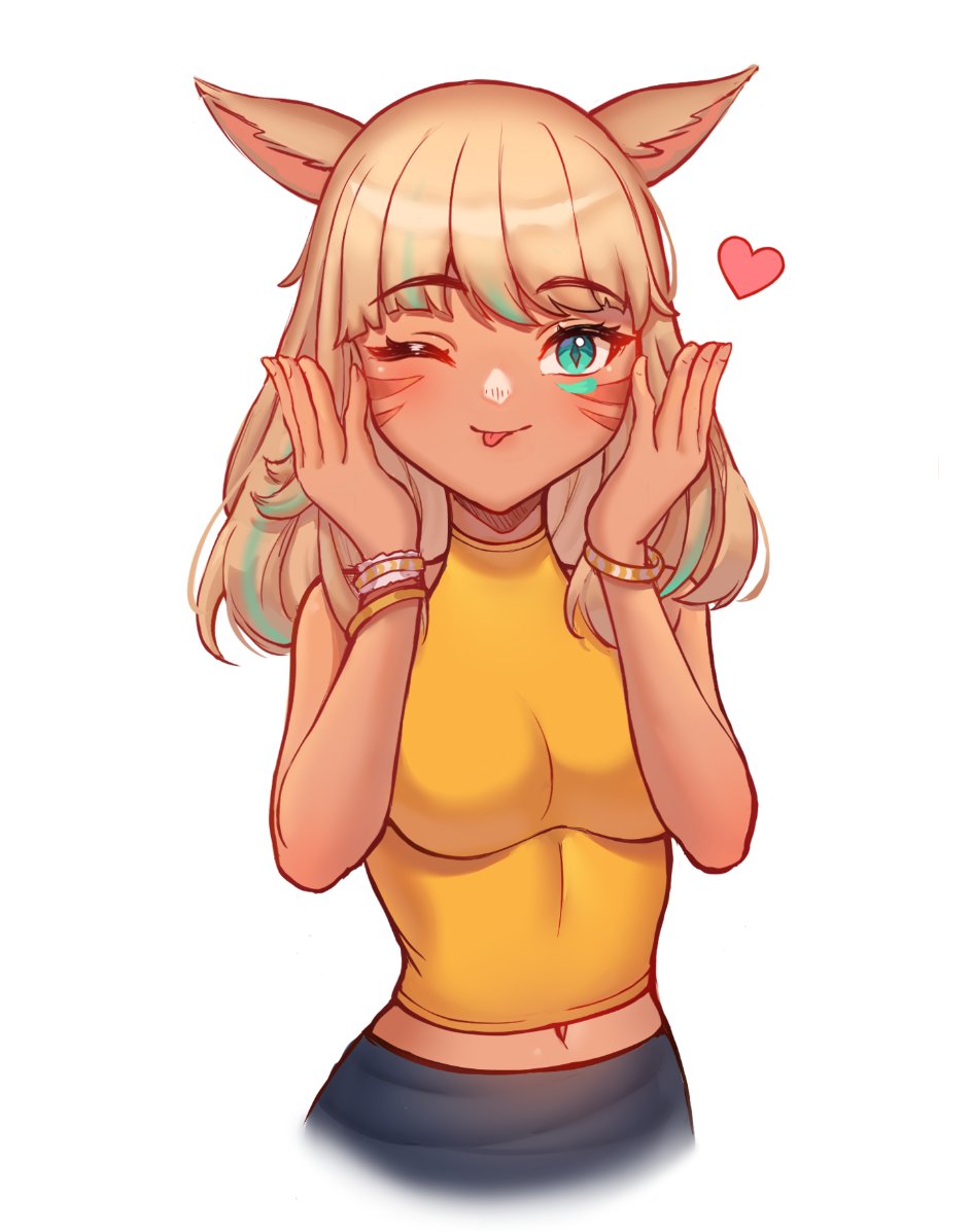 A cute little doodle of my Miqo'te ☺️❤️