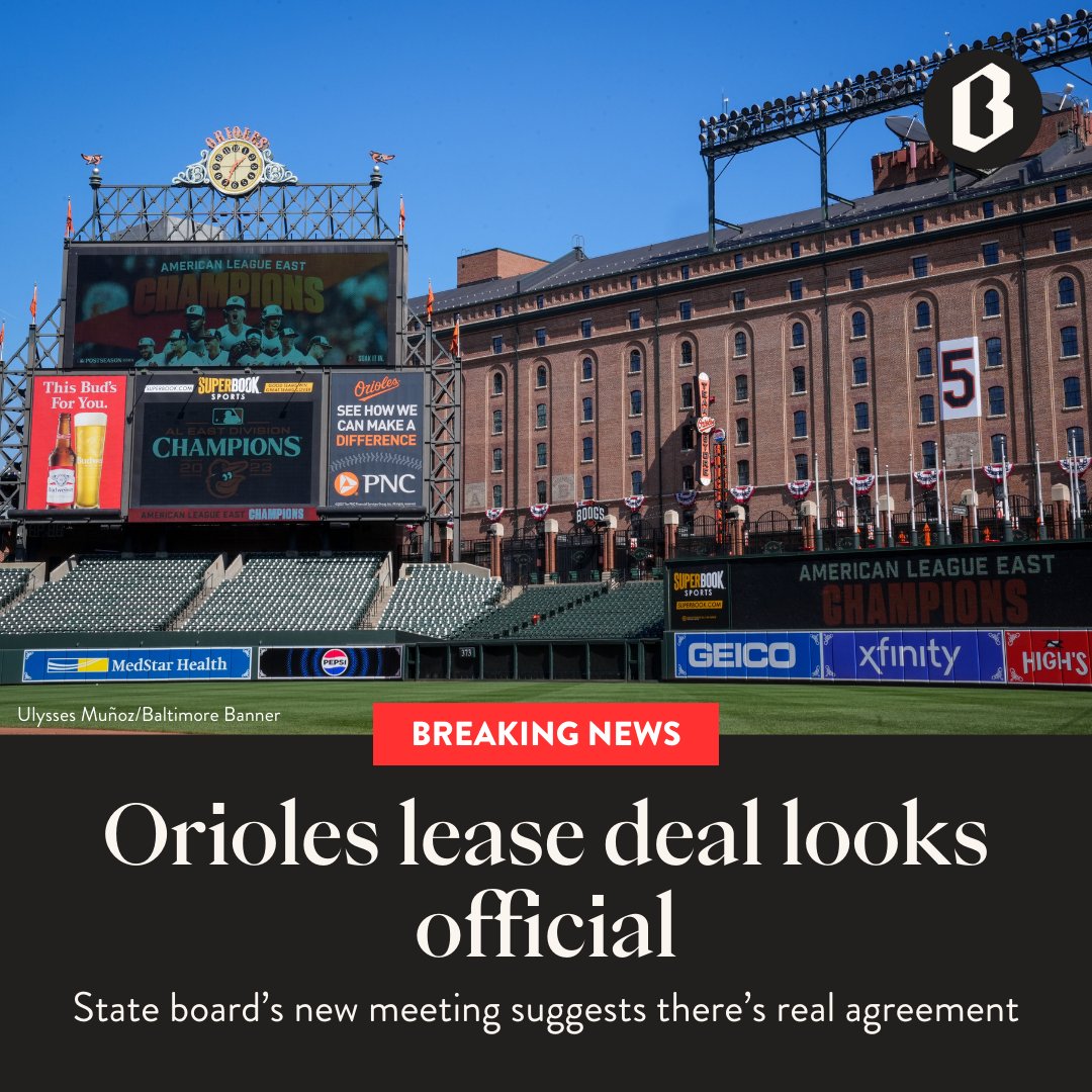 BREAKING: The Orioles and the state government appear to have reached a deal to keep the baseball team playing at Camden Yards. MSA has scheduled a special meeting for Monday to consider a new lease. trib.al/42apZ2n