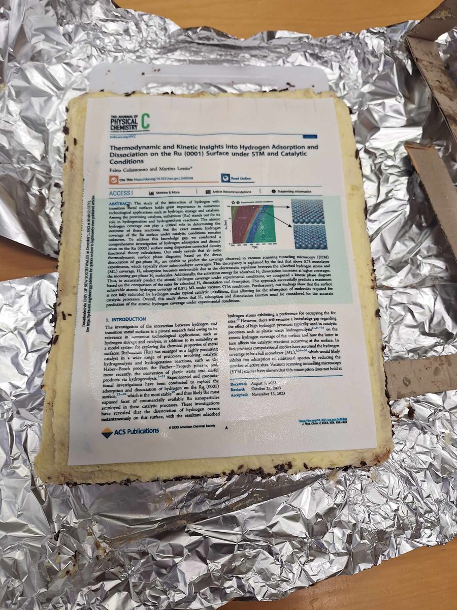 Martina Lessio (@martina_lessio) on Twitter photo Exciting news! Our group's latest article is now served in edible tiramisu form! Taste the discovery in every bite 🍰 Excellent research work by <a href="/FColasuonno95/">Fabio Colasuonno (he/him)</a> and cake by <a href="/marzia_cavallo/">marzia cavallo</a> <a href="/UNSWScience/">UNSW Science</a> <a href="/UNSWChemSociety/">UNSW Chemical Society</a>. Read the <a href="/JPhysChem/">The Journal of Physical Chemistry</a> paper here doi.org/10.1021/acs.jp… Exciting news! Our group's latest article is now served in edible tiramisu form! Taste the discovery in every bite 🍰 Excellent research work by <a href="/FColasuonno95/">Fabio Colasuonno (he/him)</a> and cake by <a href="/marzia_cavallo/">marzia cavallo</a> <a href="/UNSWScience/">UNSW Science</a> <a href="/UNSWChemSociety/">UNSW Chemical Society</a>. Read the <a href="/JPhysChem/">The Journal of Physical Chemistry</a> paper here doi.org/10.1021/acs.jp…