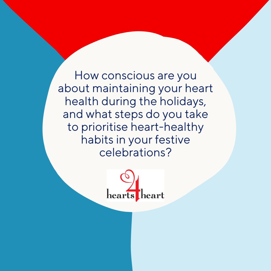 Leading up to the holiday season, we want to know what you do to prioritise heart healthy habits in your celebrations. Comment below your best tips and visit our website for more resources. #hearts4heart #heart #hearthealth #holidays