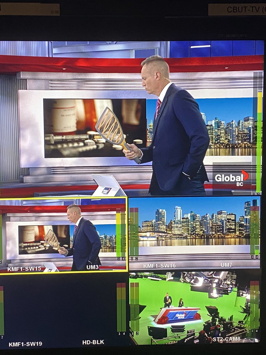 Marsha Gabriel (@mgabrielglobal) on Twitter photo What you don’t see while watching <a href="/GlobalBC/">Global BC</a> News Hour. <a href="/chrisgailus/">Chris Gailus</a> on the ready for a GIANT fly zooming around the studio. You’re safe <a href="/sophielui/">Sophie "I used to have a check mark" Lui | 呂婉謀</a> … or are you?
#BehindTheScenes #watchoutfly #ZAP What you don’t see while watching <a href="/GlobalBC/">Global BC</a> News Hour. <a href="/chrisgailus/">Chris Gailus</a> on the ready for a GIANT fly zooming around the studio. You’re safe <a href="/sophielui/">Sophie "I used to have a check mark" Lui | 呂婉謀</a> … or are you?
#BehindTheScenes #watchoutfly #ZAP