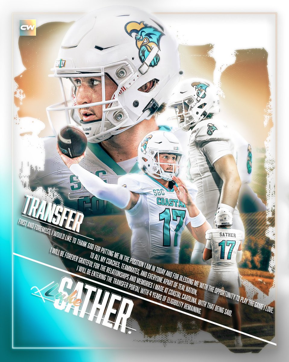 LukeSatherQB's tweet image. I’ve entered the Transfer Portal with 4 years of eligibility.