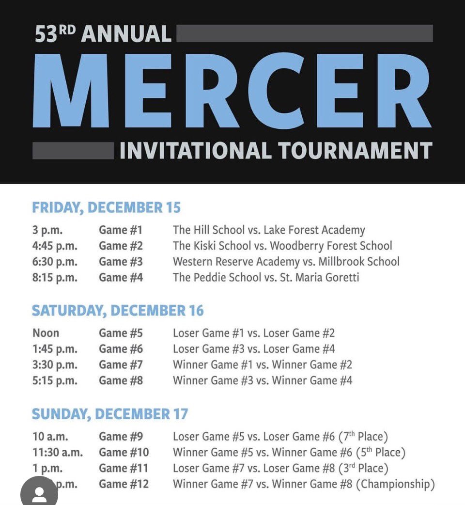 First game tomorrow at 8:15 tomorrow at the Mercer Invitational Tournament!