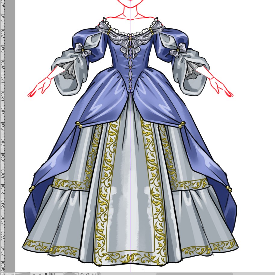 「バロック期のドレスデザインについて考えている」|Ryuki（りゅうき）@シグナル100零・発売中のイラスト