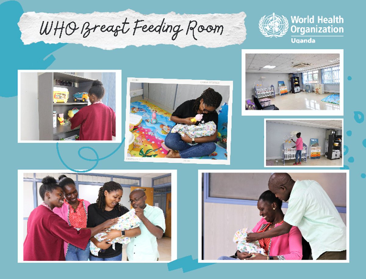 .@WHOUganda this year set up a breastfeeding room to encourage breastfeeding and work. Friendly workplace policies like breastfeeding breaks and rooms create an environment that benefits working mothers, their families and employers.