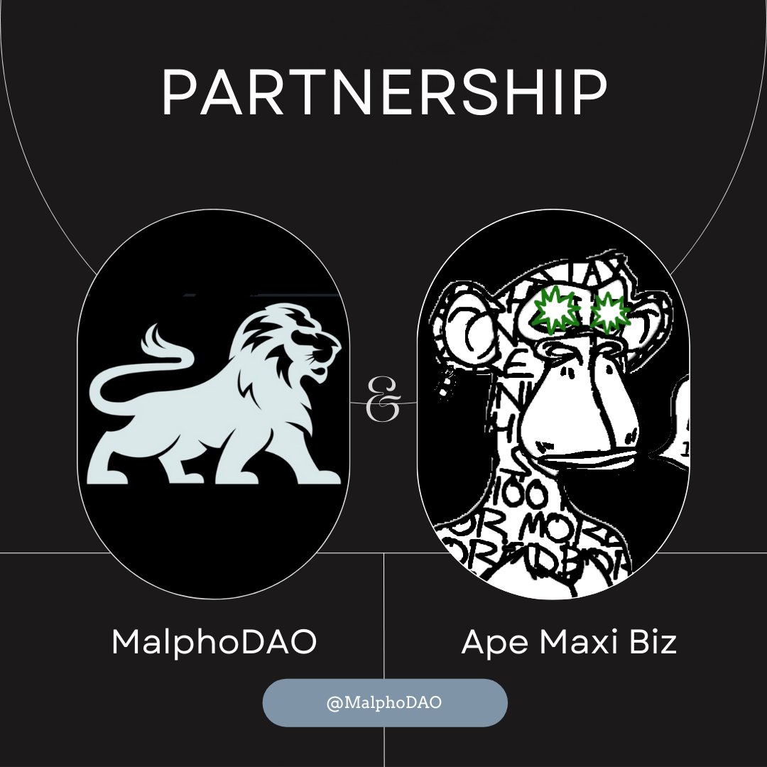 <a href="/Malphodao/">Malpho</a>  and <a href="/ApeMaxiBiz/">Ape Maxi Biz (AMB)</a>  are joining forces. Shoutout to the AMB team for an amazing collab deal and we look forward to exciting opportunities brought in by the AMB Ordinals!
Lets APE! 🦧