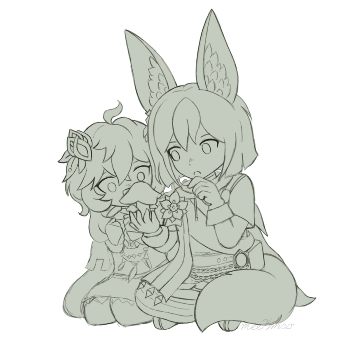 Meektwo's tweet photo. 🍄 scrapped collei and tighnari drawing gr https://t.co/DTMjpNNwFc