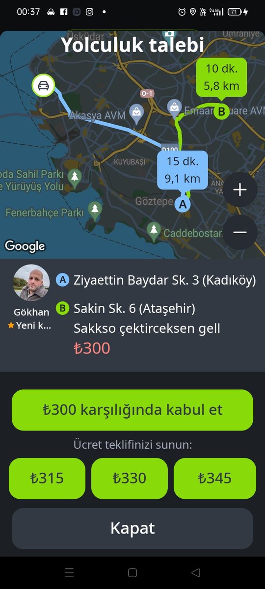 Sorry, as a driver you can get a blowjob offer with <a href="/inDrive/">inDrive</a>