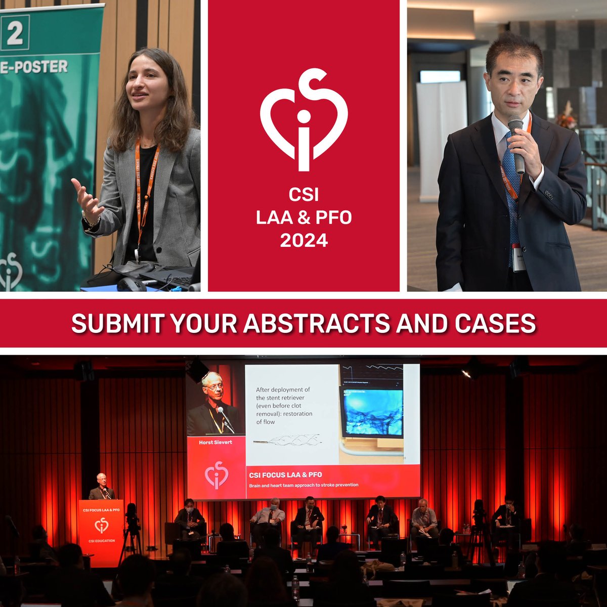 CSIcongress's tweet image. Submit your abstracts and cases for a chance to present at CSI Focus LAA &amp;amp; PFO (taking place on April 27-28, 2024 in Tokyo, Japan)

Deadline: January 12, 2024

Submit here: lnkd.in/expzaFHU
Conference registration: lnkd.in/e5R8n_YJ

#LAA #PFO #CSILAAPFO