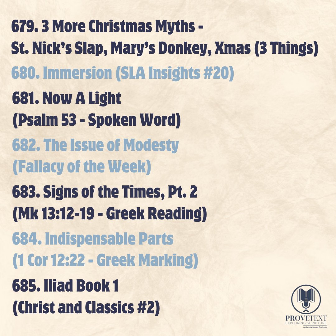 GlossaHouse's tweet image. Midweek (one day late)ProveText Podcast Resource Recap! Check out these episodes and more at youtube.com/@glossahouse!#… #languageresources #biblicallanguages #greek #fallacy #greekroot #koinegreek #polyglot