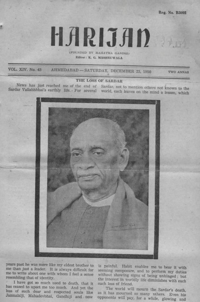 #SardarPatel could not come to terms with Bapu’s assassination in January 1948. He suffered a heart attack in March 1948. While recovering from the illness, Patel said 'I was on my way to Bapu. Why did you stop me?'  His health kept deteriorating and he passed away on December…