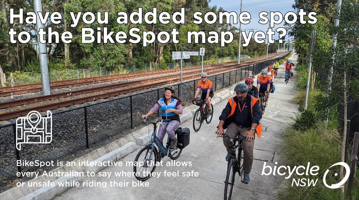 <a href="/BikeSpotProject/">BikeSpotProject</a> aims to create a detailed picture of where people love to ride, and where upgrades are needed to make cycling safe for everyone. 👇facebook.com/bicyclensw/pos…
<a href="/BicycleNSW/">@bicyclensw</a> <a href="/cityofsydney/">City of Sydney</a> <a href="/TransportforNSW/">Transport for NSW</a> #BikeNorth <a href="/RobStokesMP/">Rob Stokes MP</a> <a href="/johaylen/">Jo Haylen MP</a> <a href="/walksydney1/">WalkSydney (@walk_sydney@aus.social)</a> <a href="/BetterSts4AUS/">BetterStreets Australia</a>