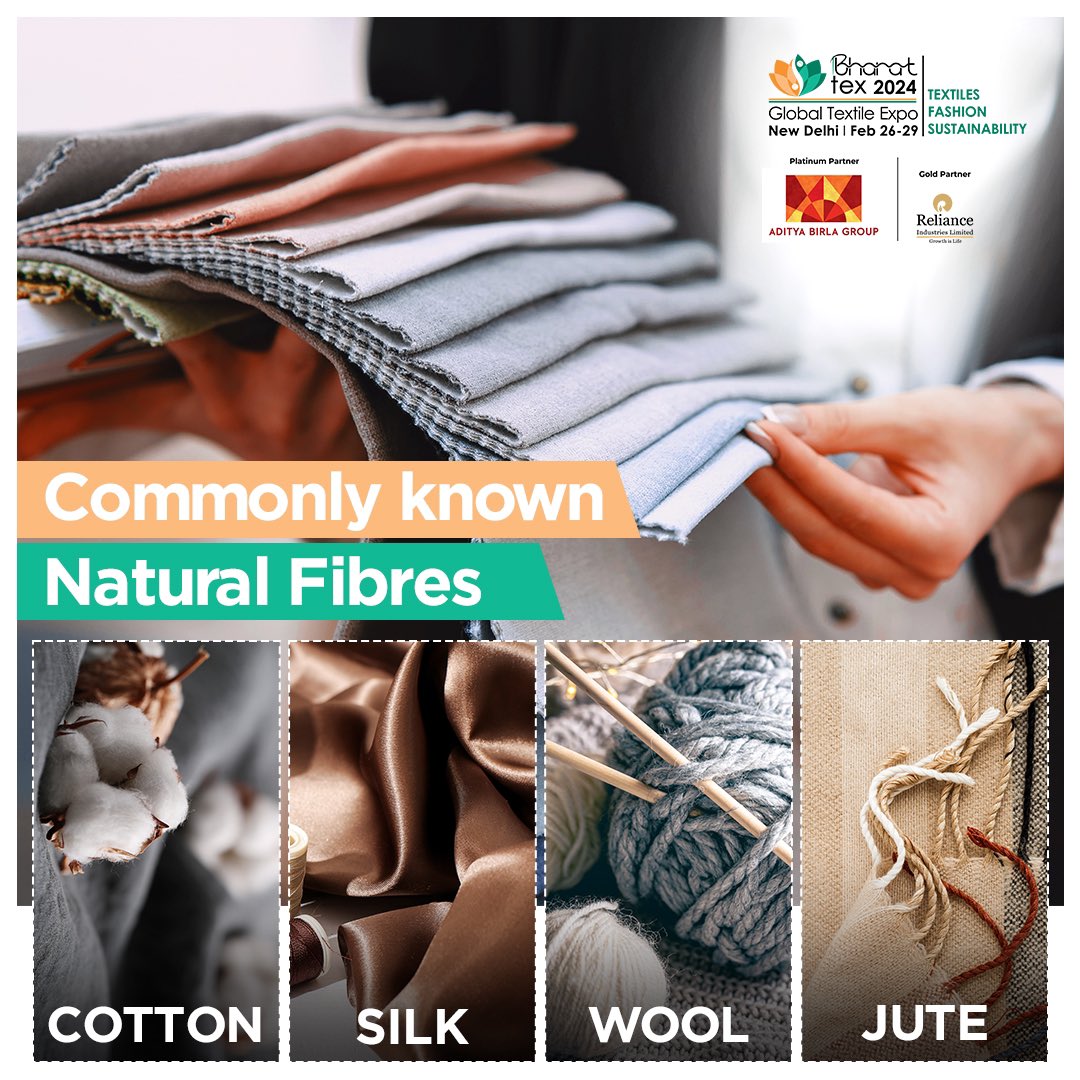 Cotton’s soft embrace, silk’s luxurious touch, wool’s warmth, and jute’s eco-friendly charm – nature’s fibers weaving comfort and sustainability into our lives

•••

#bharattex2024 #textile #textileexpo #naturalfibres