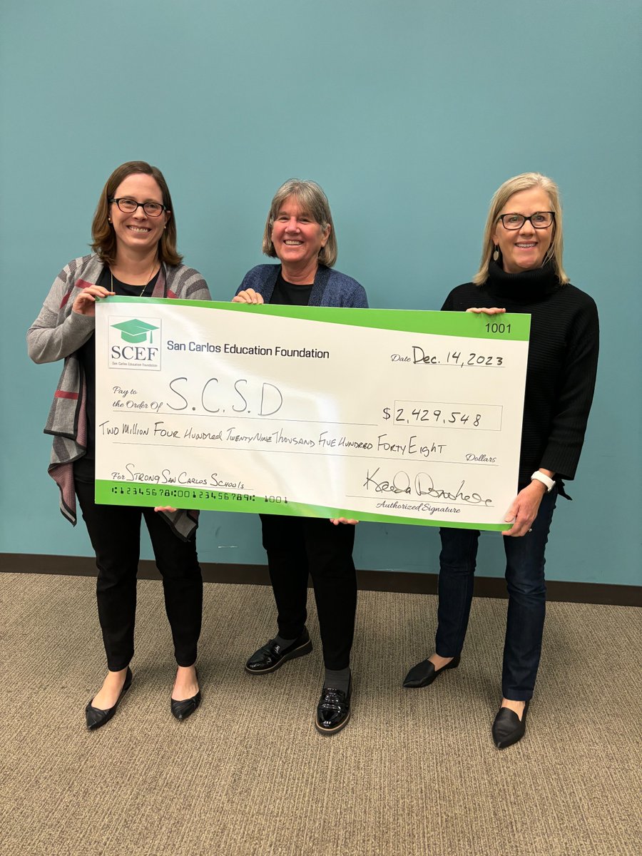 We are thrilled to announce that the San Carlos Education Foundation has raised a phenomenal $2.5 million to support our students! We want to send a heartfelt thank you to SCEF for their unwavering commitment to our students. 💖