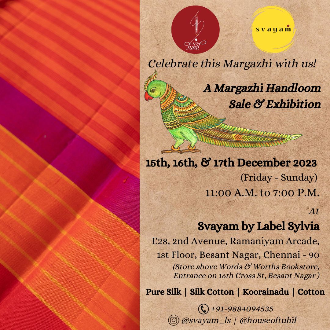 Our labour of love showcasing the handlooms of South India will be coming to you this Margazhi from 15-17 Dec at Svayam by Label Sylvia in Besant Nagar, Chennai. #handloom #bharat #weaving #weavers #heritage @krithikasivasw