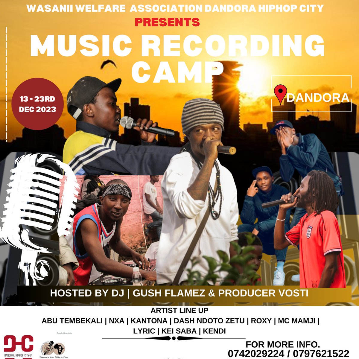 Together with WWE we present to you our 1st 'Music Recording camp' that is now ongoing till 23rd Dec, we have energetic and best hip-hop artists that we will feature in a collaboration album,tuko na slots pia #Hiphop4socialchange #WasaaniWelfareAssociationKe #DhcDoing