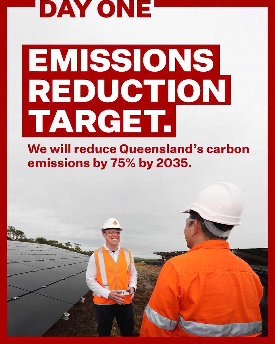 BREAKING: We’re introducing a 75% emissions reduction target for 2035. Our Queensland Energy and Jobs Plan sets on a path to success, with cheaper and cleaner energy for the grid.