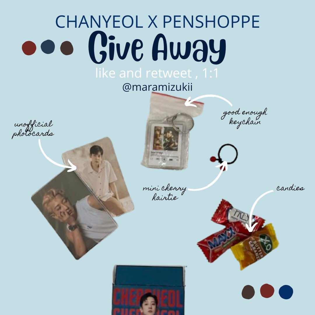maramizukii's tweet photo. PENSHOPPE x CHANYEOL 
FANMEET IN MANILA  
Fan support project by @maramizukii  

HELLO, YEOLMAES! i'll be giving these freebies tomorrow. 

🍒rt &amp; like this post
🍒time &amp; location is TBA
🍒strictly 1:1  

see you guys tomorrow! 

#PENSHOPPExCHANYEOL https://t.co/ZCnkREQ3KK