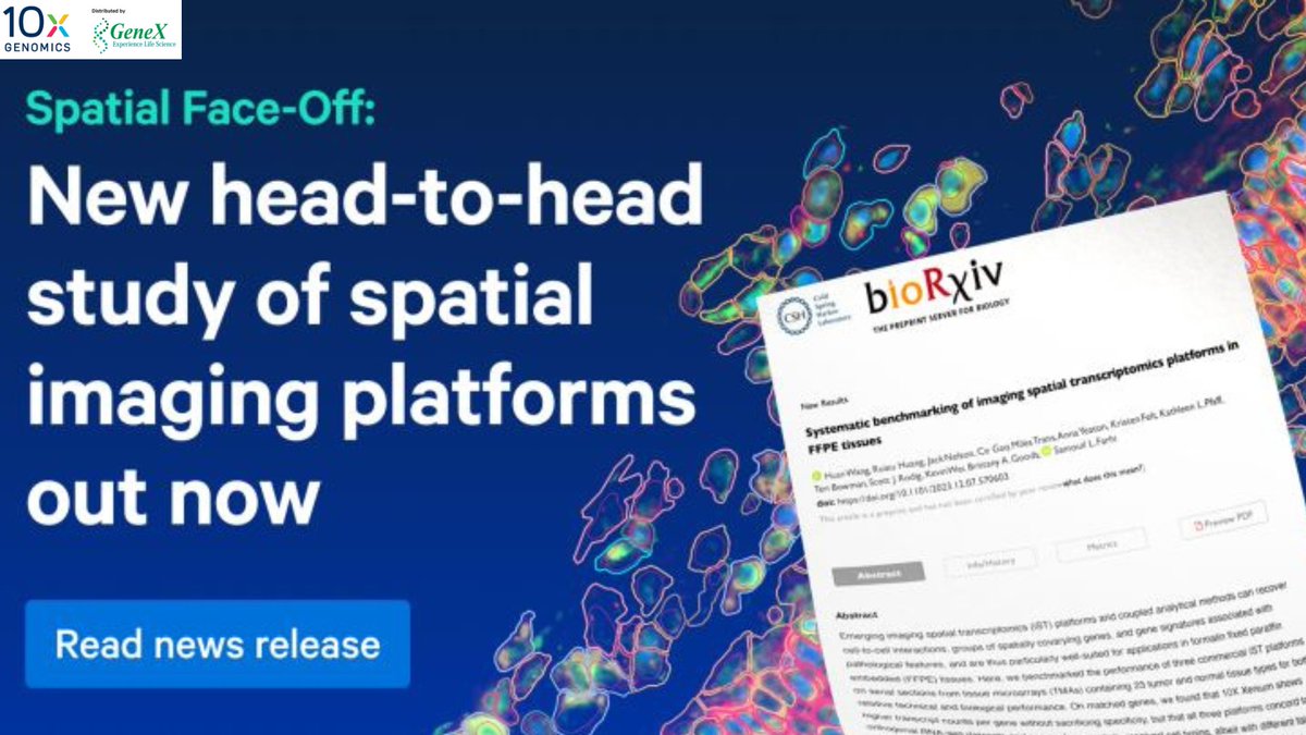 Looking for info on how commercially available #spatialimaging platforms compare? Researchers at the Broad Institute independently conducted a head-to-head study of #Xenium, CosMx, and MERSCOPE data quality. Read this news release to learn more 📰: bit.ly/4akJjrj