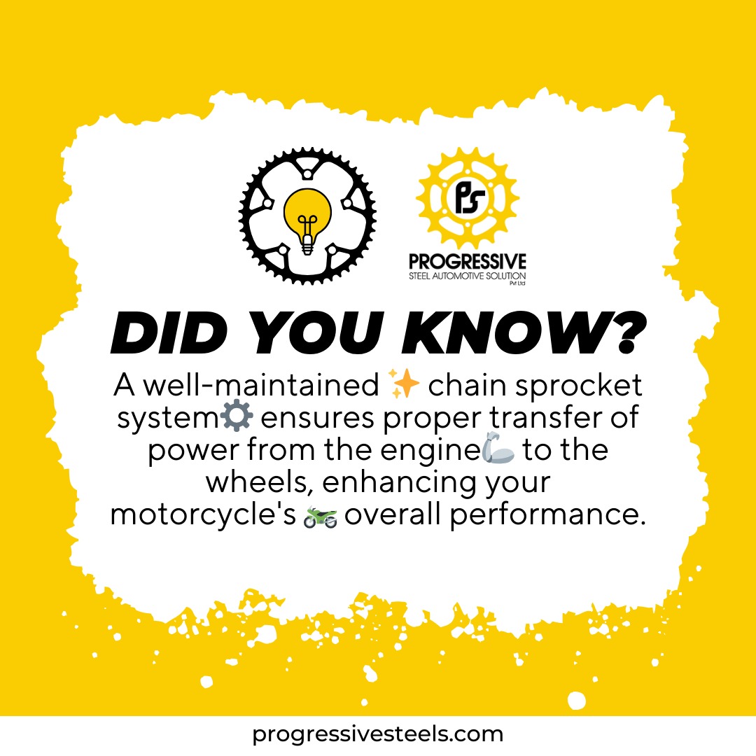 Did you know? A top-notch chain sprocket system is the key to maximizing power transfer, fueling your motorcycle's performance. 🏍️💨 #ProgressiveSteel #RideWithPrecision #PerformanceUpgrade