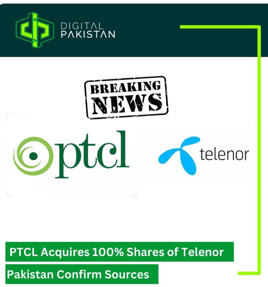 The long-anticipated news of @PTCLOfficial acquisition of @telenorpakistan is finally out. This is big news for the industry and will definitely have long-lasting, (hopefully, positive) implications for the country and customers. - Mergers and Acquisitions (M&A) are a common