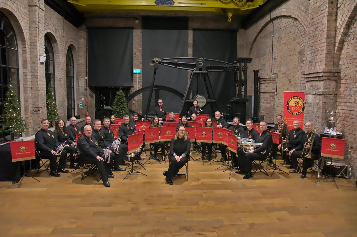 What a backdrop! The band with conductor Anne Crookston, in the old Power House of the fantastic @NatMiningMuseum