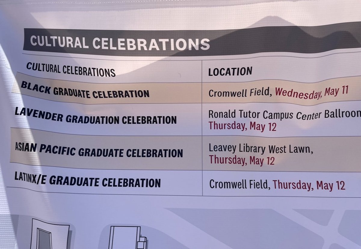 @elonmusk Here’s a picture I took when I was at USC last year during graduation. They have separate parties based on race. Nothing for white people, of course. The Lavender Graduate Celebration was for LGBT.