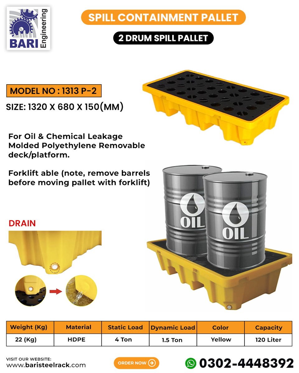 BariEngineering's tweet image. #spillpallet #1drumspillpallet #2drumspillpallet #4drumspillpallet #drumstorage #industrialspillpallet #warehousespillpallet #storagepallet #chemicalstorage #oilstoragespillpallet #bariengineering 

0302-4448392 

@X @XCreators @TwitterMoments @XSpaces @BariEngineering