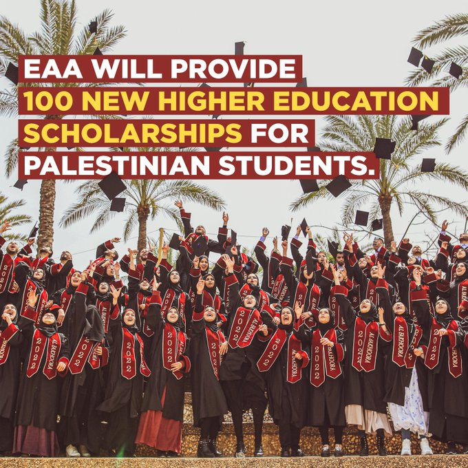 .@EAA_Foundation is excited to announce the unveiling of 100 new Higher Edu. Scholarships in #Qatar, specifically for #Palestinian students from #Gaza. This initiative underscores our unwavering commitment to promoting equitable & inclusive access to higher edu. opportunities.