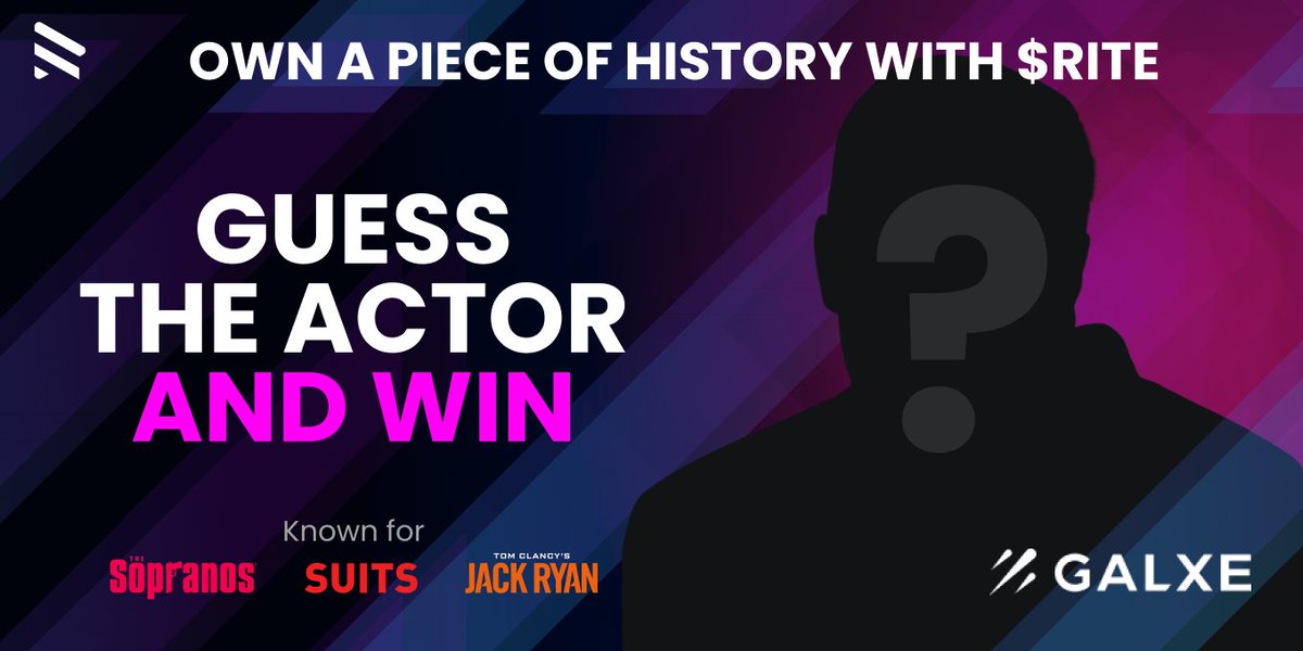 ritestream Launchpad Competition! Guess the Actor and Win USDC$50!

Join the @galxe competition now!

Guess the mystery actor: t.ly/eNfss

Buy $RITE! t.ly/pC562

#rite #competition #crypto #blockchain #launchpad